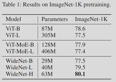 WideNet parameters